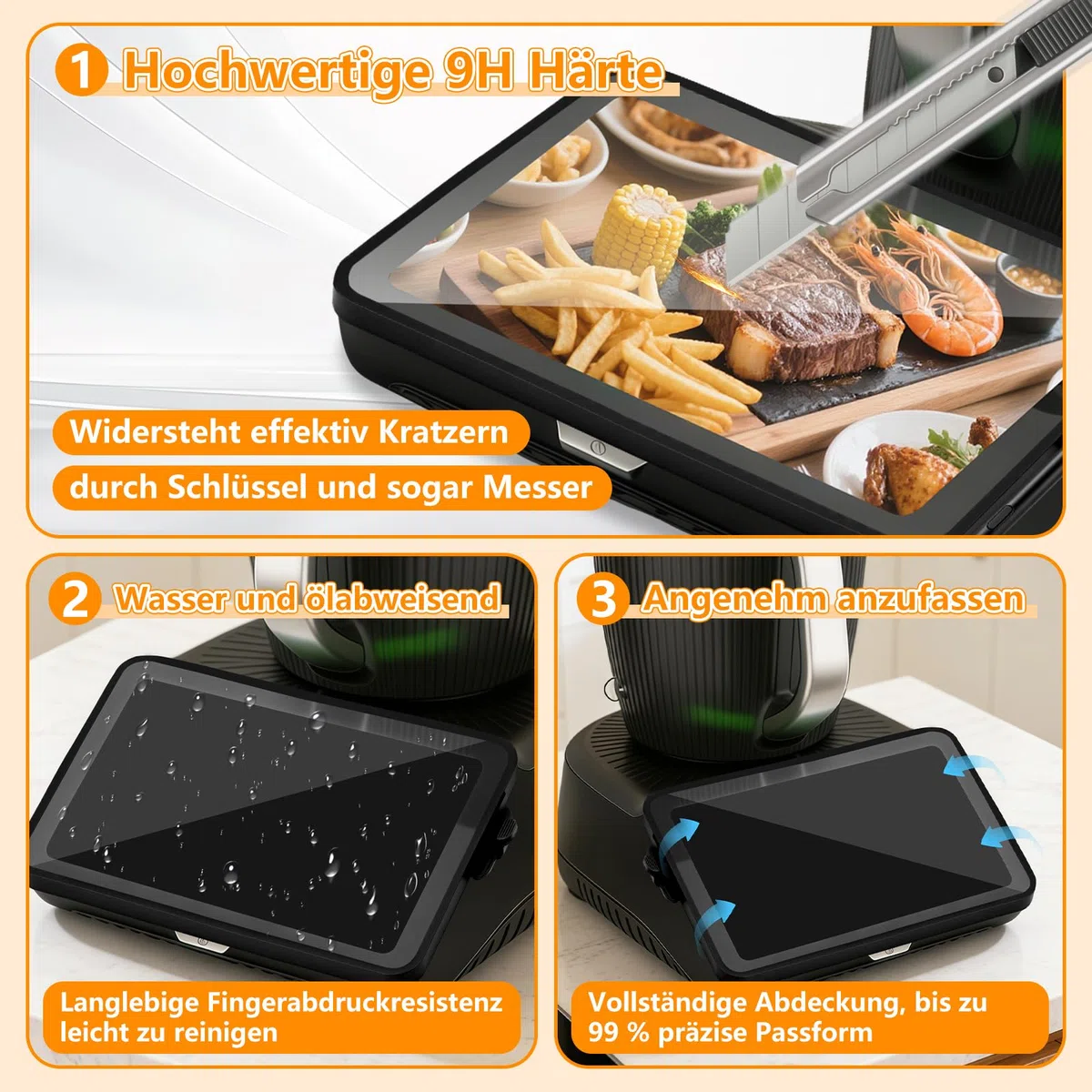 SelfTek Pack De 3 Protectores de Pantalla para TM7-2PCS Protectores de Pantalla, Marco Protector, Película Protectora de Vidrio 9H Resolución Resistente a Los Arañazos para TM7
