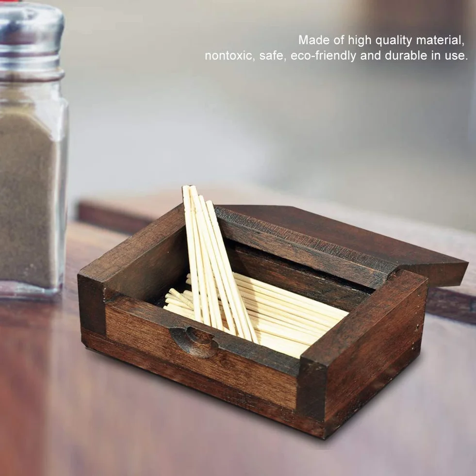 TOPINCN Dispensador De Palillos De Dientes, Mini Bolsillo De Madera Para Palillos De Dientes, Caja De Almacenamiento Portátil Para Palillos De Dientes Para Uso En El Hogar Y El Hotel
