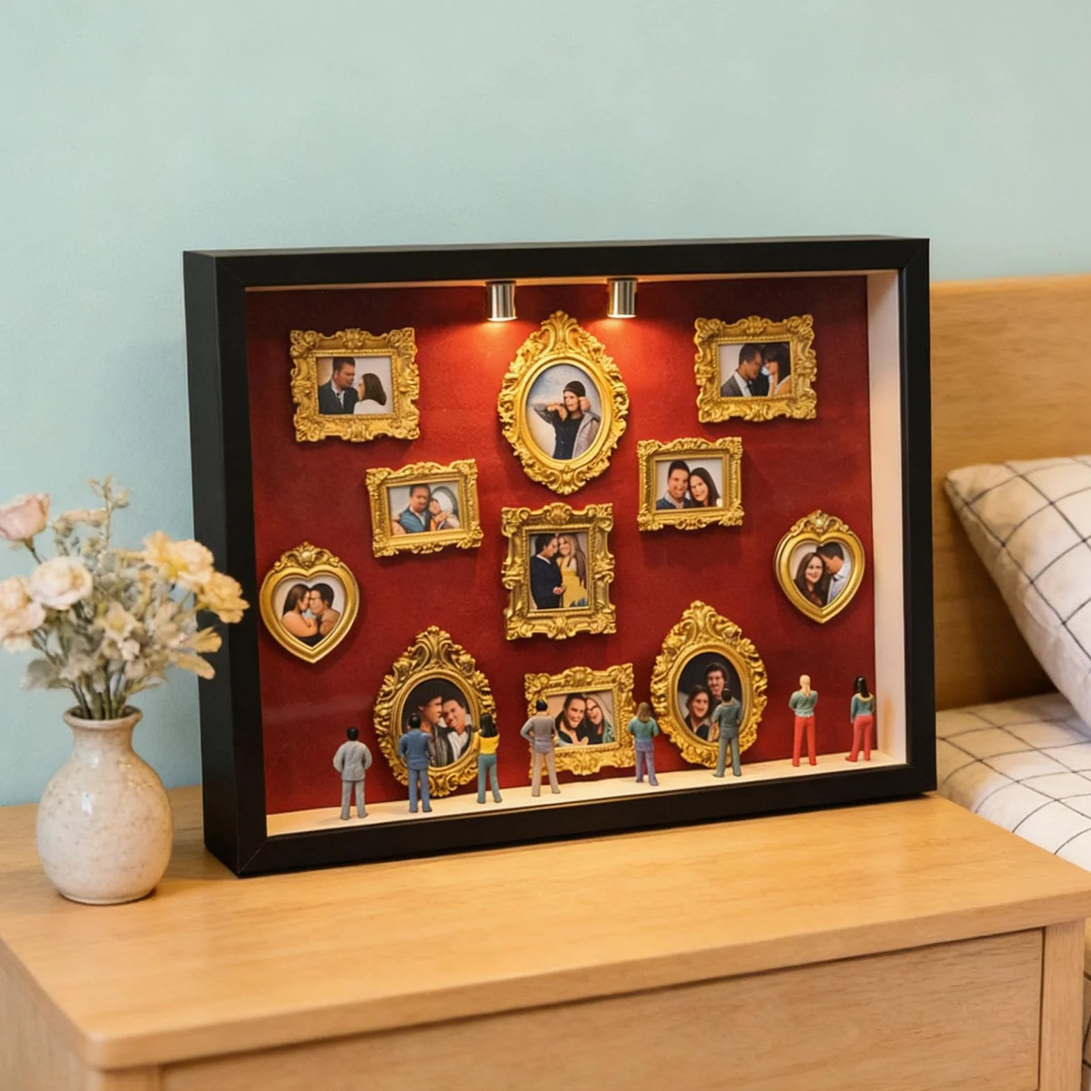 Cajas De Silueta De Museo, DIY Mini Museum Silhouette Box, Museo Box Silueta Con Luces Cajas De Exposición, Museum Of Us Marco Personalizado Para Parejas Regalo Para Aniversario De San Valentín