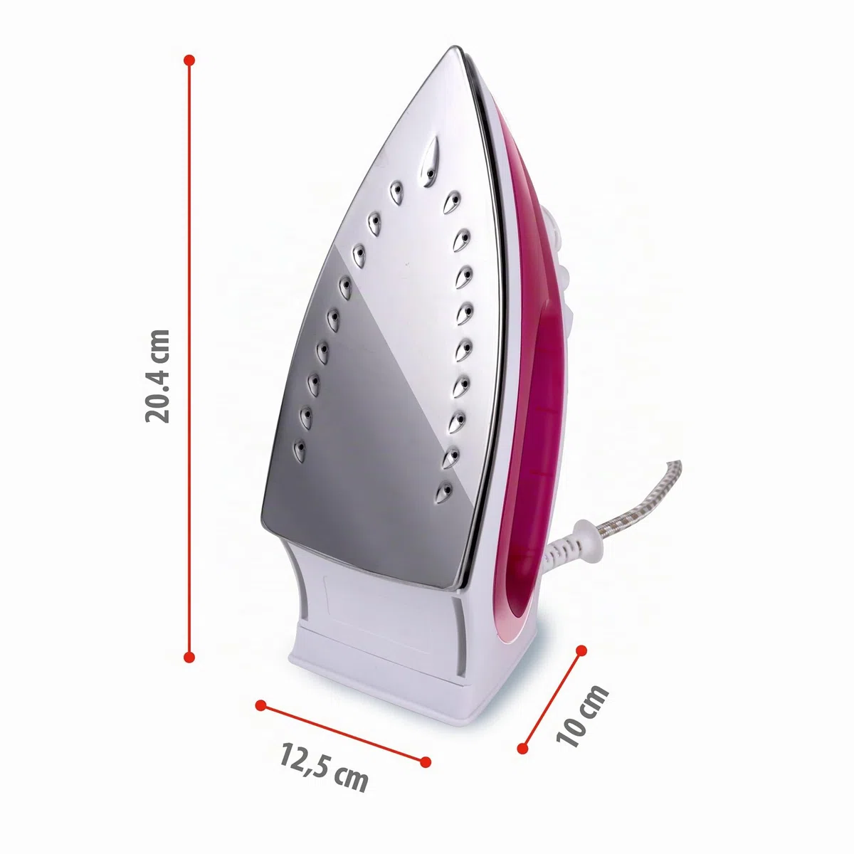 alpina Plancha Vapor - Plancha Ropa 1850-2200W - Ferro de Engomar con Función de Vapor y Rociado de Agua - Temperatura Ajustable y Depósito de Agua de 90ml - Rosa/Blanco