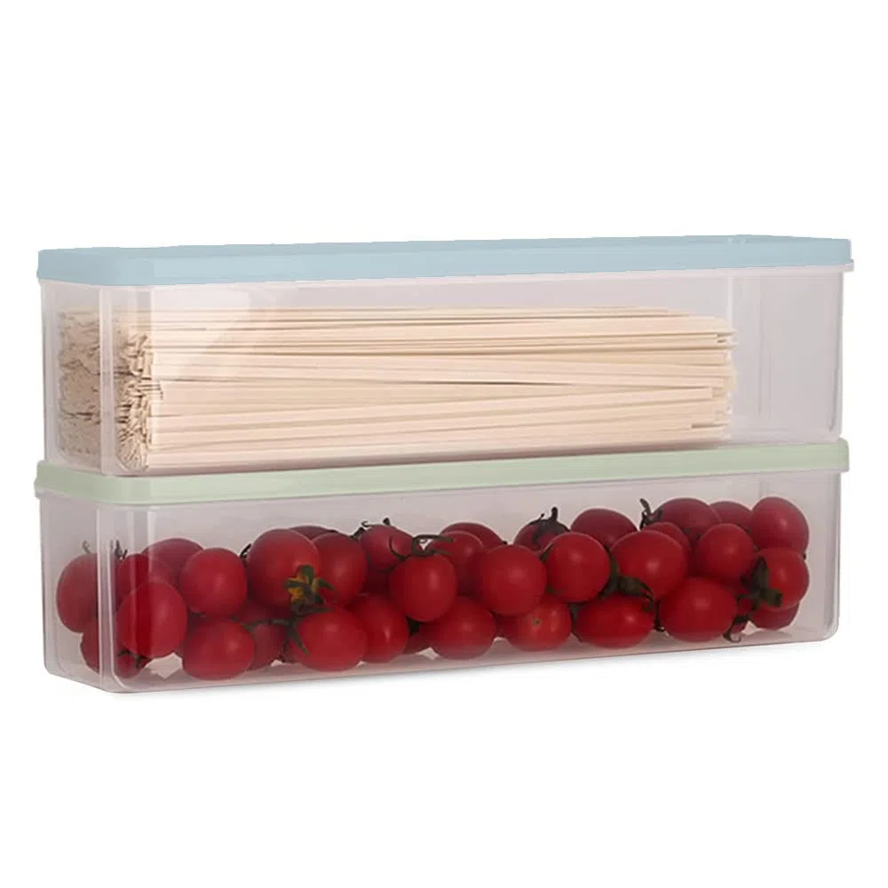 2 Piezas Recipiente Plástico para Alimentos, Cajas Pasta para Espagueti, Cajas con Tapas para Pasta, Espagueti, Cereales (2 Colores)