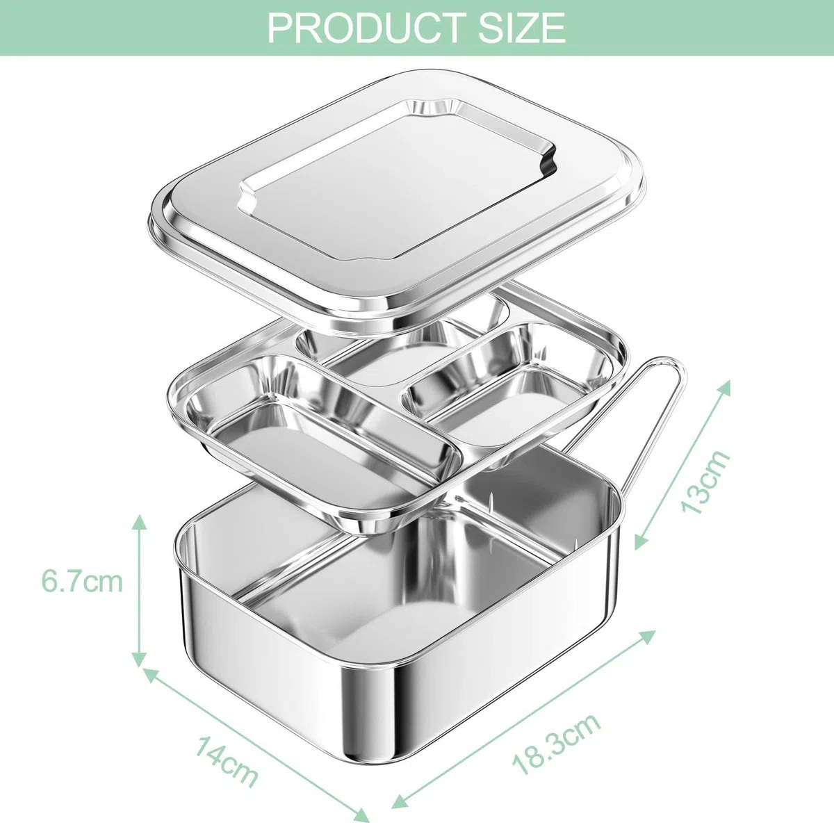 Fiambrera de Acero Inoxidable, Loncheras, Lonchera Lunch box, Contenedores Bento, Caja de Comida, Cajas Almacenamiento Contenedor de Aperitivos con Compartimentos para el Trabajo, Picnics
