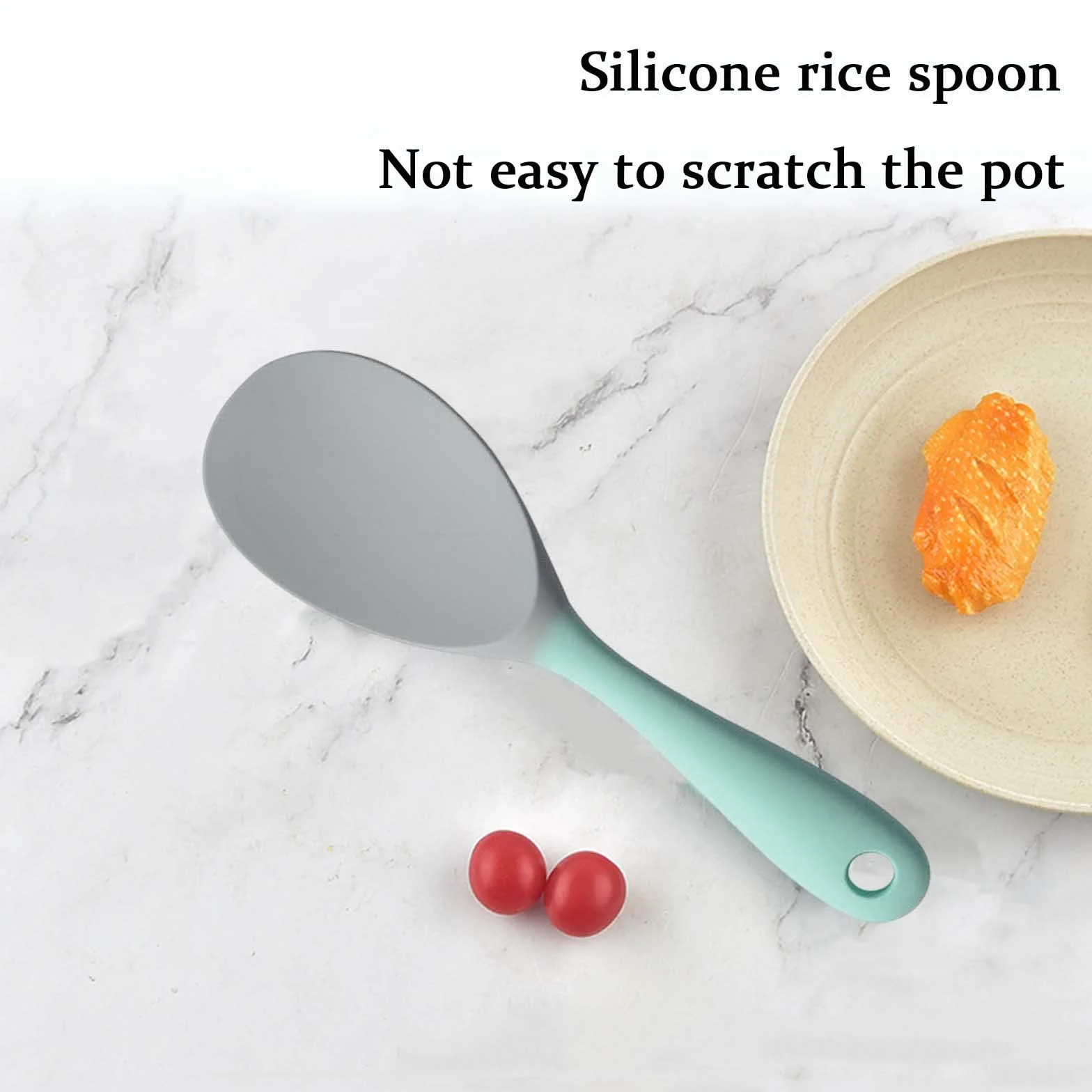 Paleta de Arroz Cuchara y Espátula de Silicona para Cocina, Cucharas Antiadherentes de Silicone para Servir
