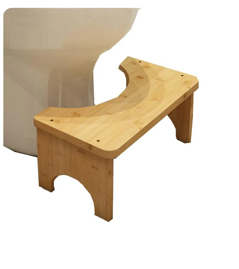 Taburete de Baño de Bambú con Patas Engrosadas, Taburete Fisiológico de Inodoro para Postura Natural, Banqueta WC Antideslizante y Estable, Kit de Montaje Incluido