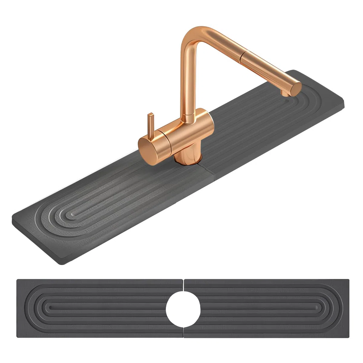 Absorbent Faucet Mat, Alfombrilla Grifo Cocina, Alfombrilla de Grifo de Diatomea-Tamaño Grande 60 x 10 cm, para Espacios Estrechos en Cocinas y Baños, Fácil de Limpiar y Duradera (Gris Oscuro)
