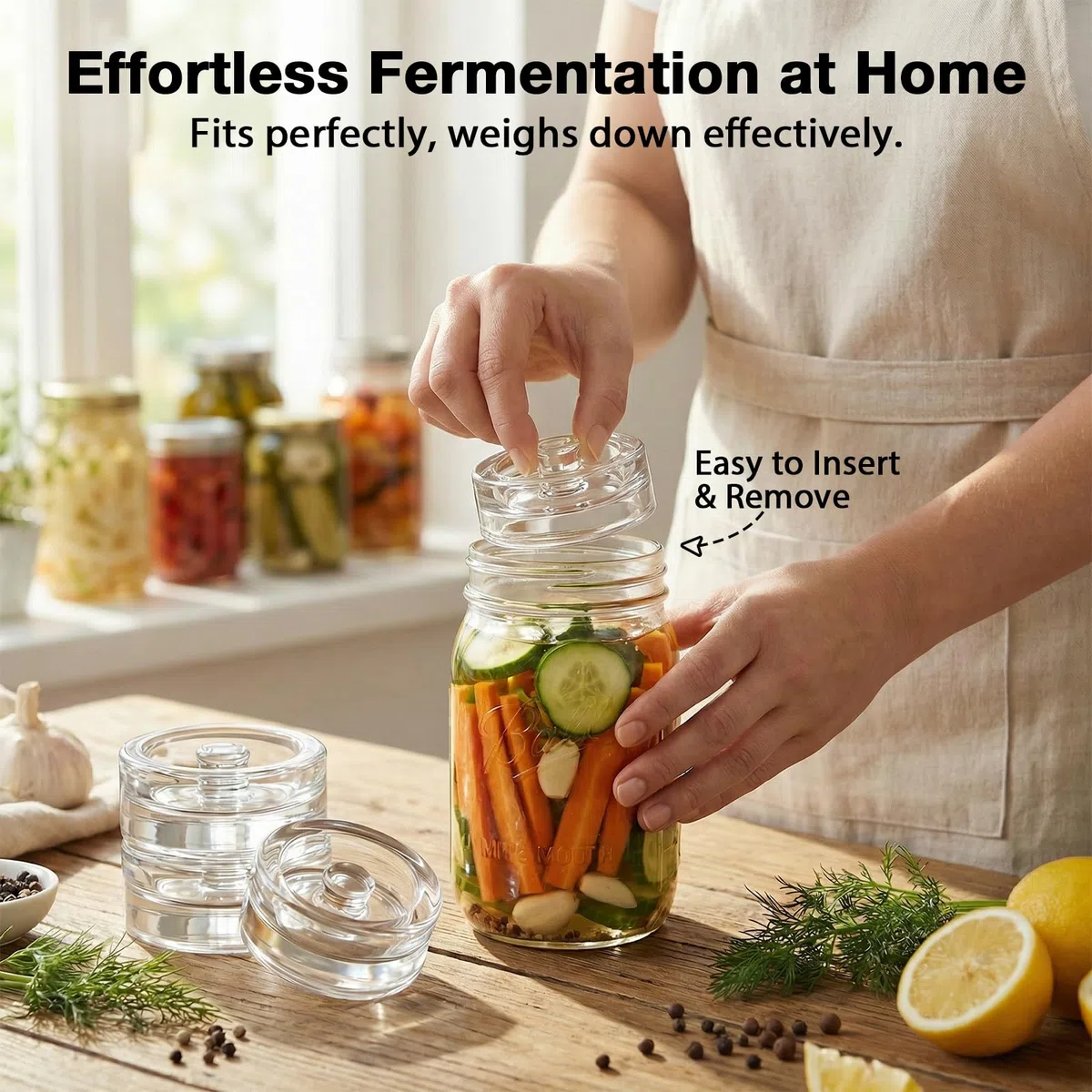 DESPOINA 4 Piezas Fermentación Piedras de Pesaje, 7 cm(Redondo) Pesos de Vidrio, Pesos de Fermentación para Fermentación, Pesas de Vidrio para Fermentar Verduras en Salmuera (A)