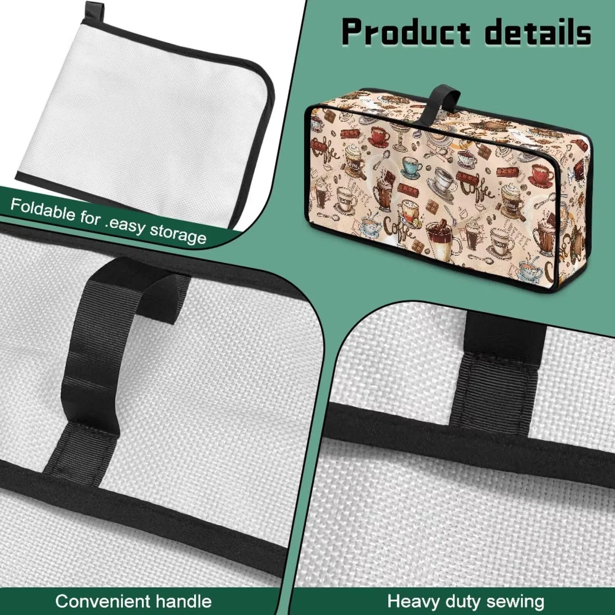 Funda para tostadora de ranura larga con patrón de café y chocolate, compatible con tostadora de 2 rebanadas, protección contra el polvo, resistente a las manchas, cubierta delgada para hacer
