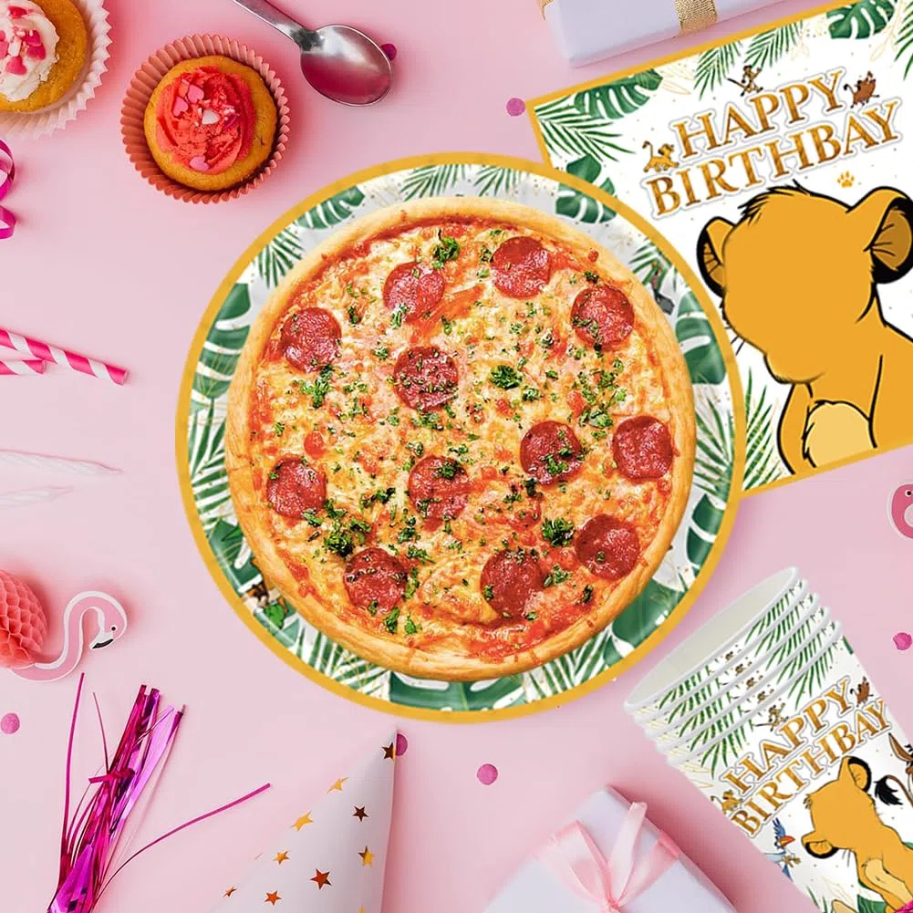 60pcs El Rey León Vajilla para Fiestas,Juego de Vajilla de Fiesta León, Bandeja de Papel, Servilleta, Taza, Pajitas, Cubiertos Fiesta El Rey León-10 Posición