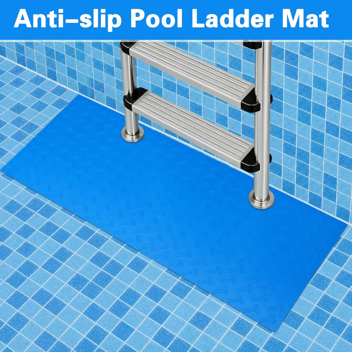 Alfombrilla Escalera Piscina 23 x 90 cm, Alfombrilla Antideslizante para Escaleras de Piscina, Alfombra para Escalera de Piscina, Antideslizante Alfombrilla Protectora para Escalera de Piscina