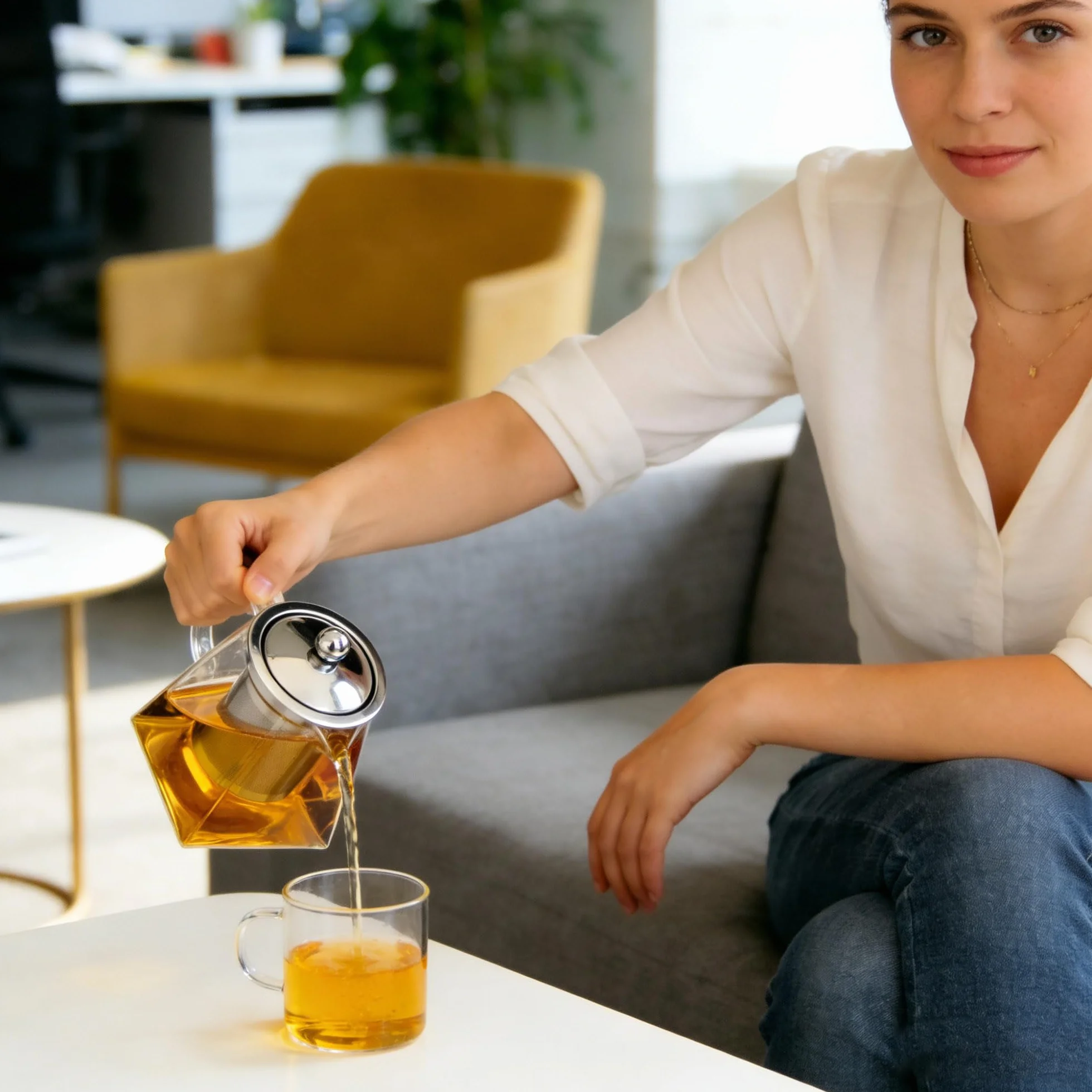 YUEMING - Tetera de cristal de 550 ml con filtro infusor de acero inoxidable resistente al calor, tetera de cristal para floración, té a granel