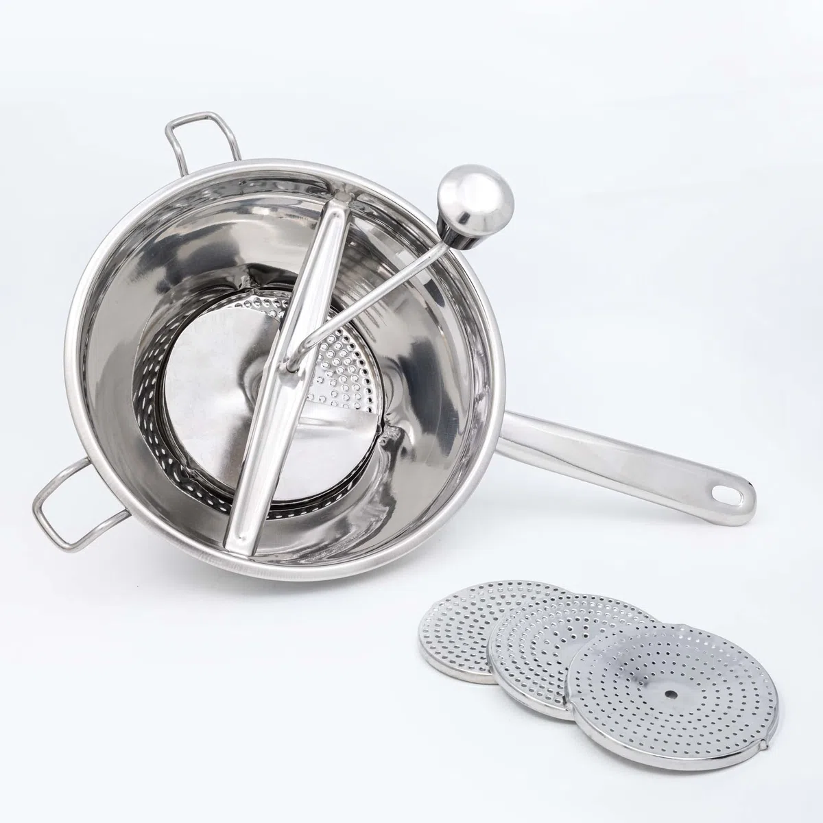 Pasapures Acero Inoxidable 20cm con 3 Discos Colador Chino Cocina