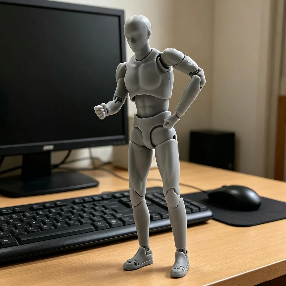 Riven Maniquíes flexibles, figuras de acción de PVC para artistas, modelo de dibujo con soporte de pedestal para dibujar, pintar, dibujar (gris macho)