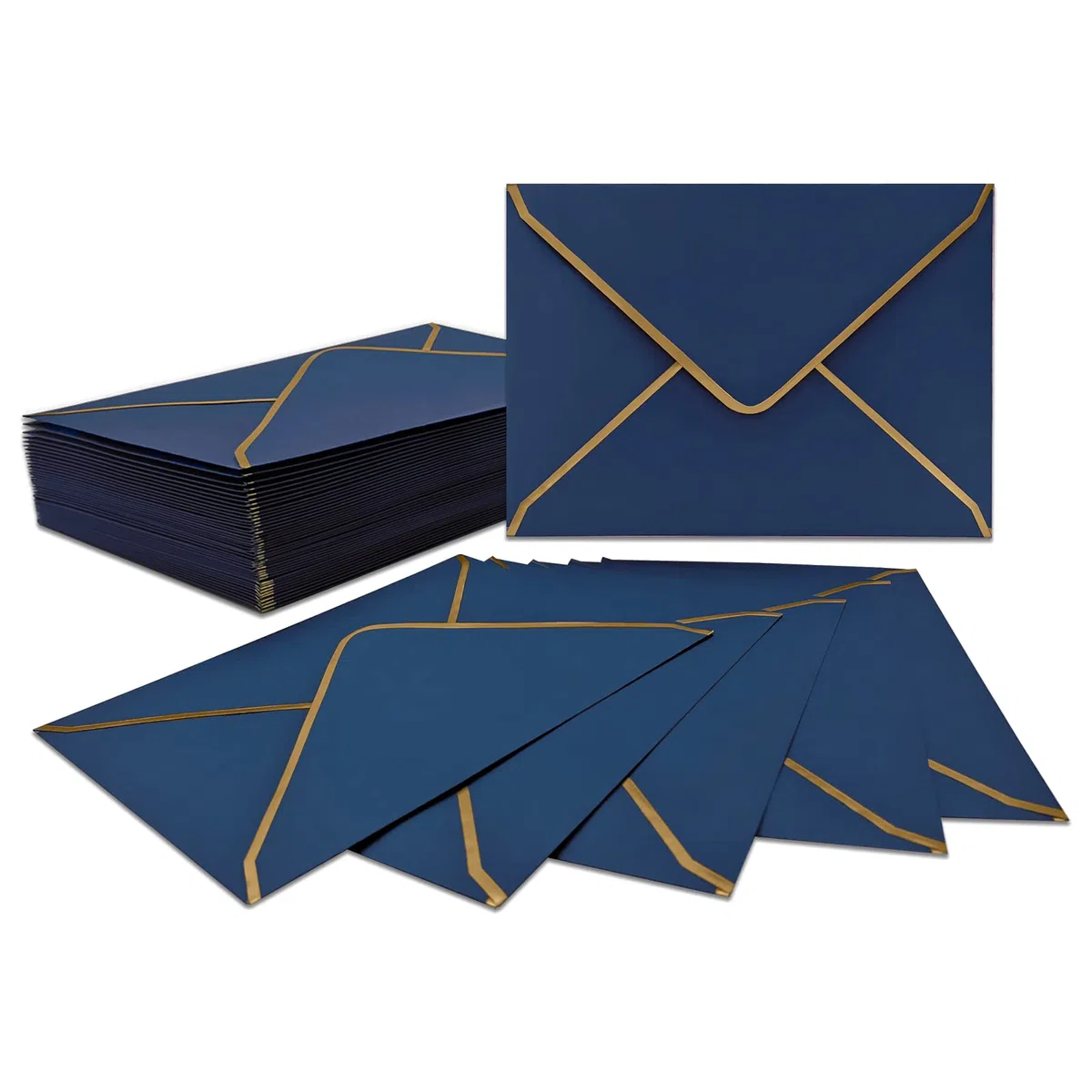 Sobres de invitación 50 unidades, 18,5 x 13,5 cm, con solapa en V, borde dorado para bodas, invitaciones, fiestas, tarjetas de felicitación