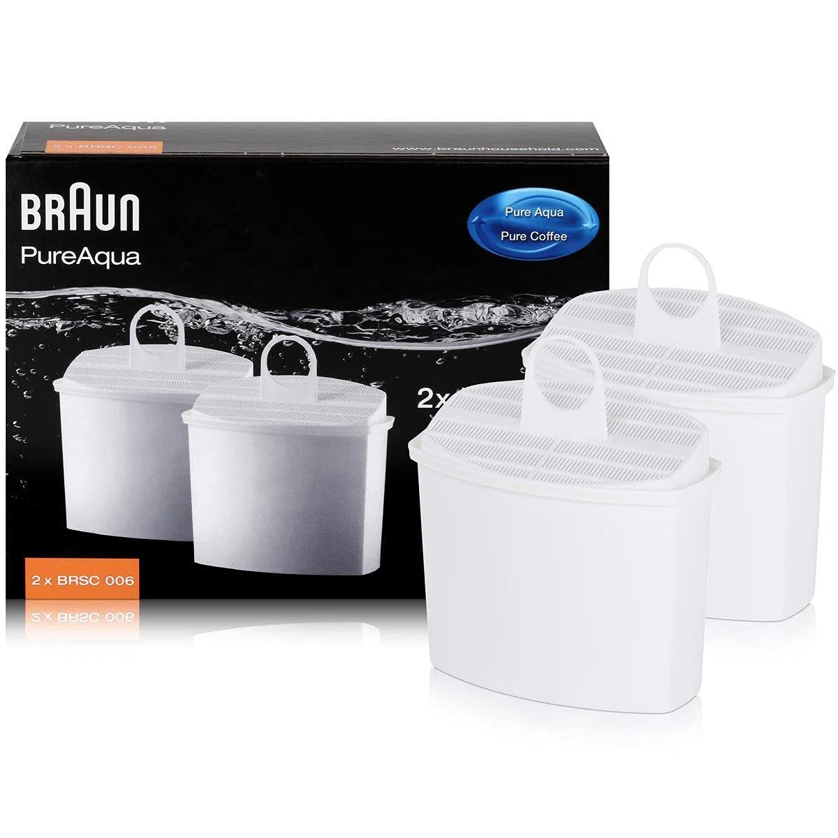Braun Pureaqua Brita KWF2 Juego De 2 Cartuchos Filtro De Agua, Plástico, Blanco