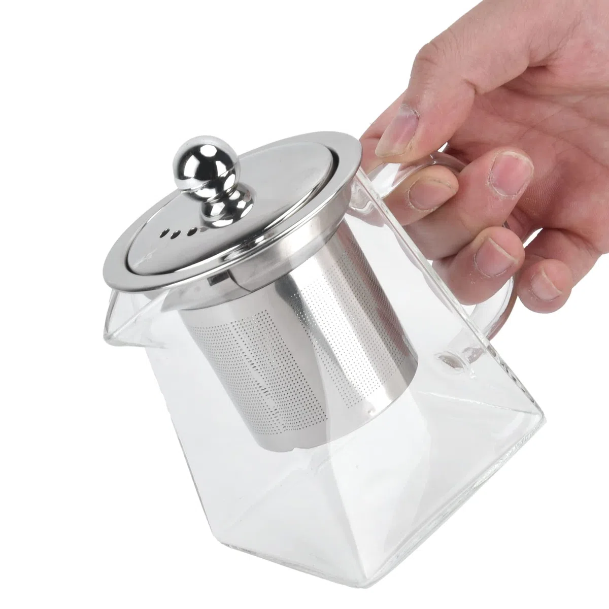 Tetera de Cristal, 350ml Tetera con Infusor de Té Suelto de Acero Inoxidable Extraíble, Tetera de Vidrio Transparente para Bebidas Frías y Calientes, Té de Frutas, Bolsitas de Té Perfumadas