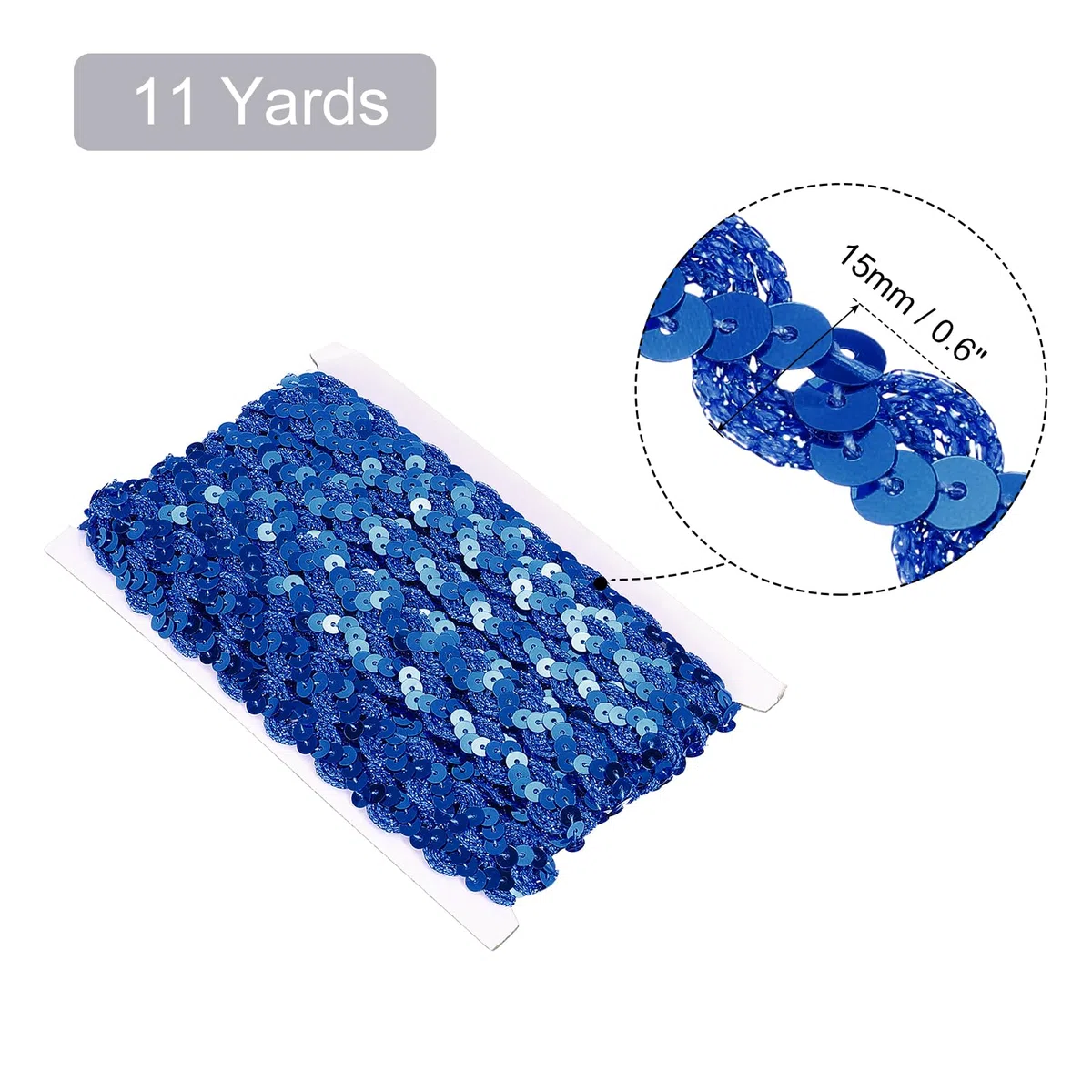 QUARKZMAN 11 Yardas 0.6" Cinta de Lentejuelas, Cinta de Lentejuelas Planas para Manualidades de Costura, Adornos de Disfraces, Azul Oscuro