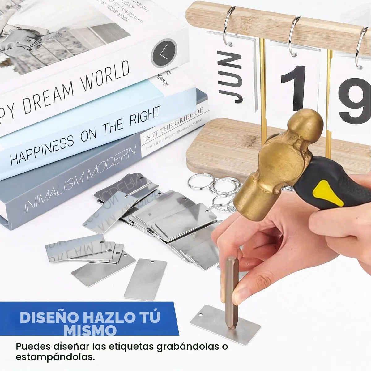 Pack de 35 unidades de piezas en bruto de acero inoxidable para troquelado y grabado, piezas en bruto de llavero de metal DIY con llavero, placas en bruto de perro pulidas y en blanco para