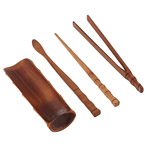 4Pcs Juego de té de bambú Natural Herramienta de Servicio de té clásica China Accesorios para la Ceremonia del té Accesorios de Juego de té Kongfu Herramientas