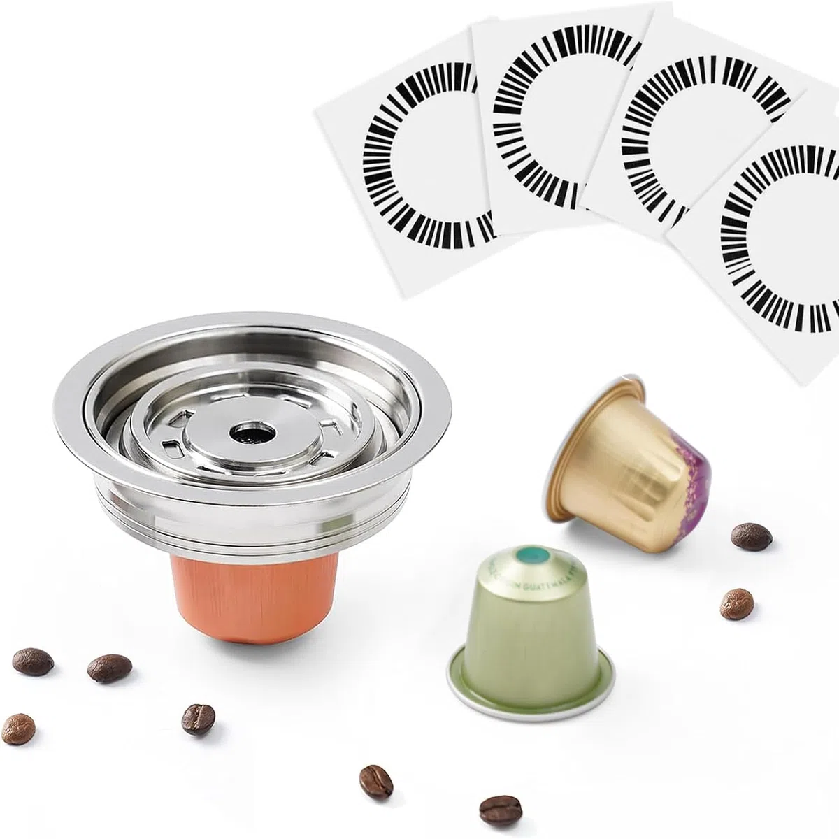 Adaptador de cápsulas de café reutilizable compatible con Delonghi-ENV135, VertuoLine-GCA1, BENFUCHEN soporte convertidor de acero inoxidable para máquina Vertuo, elaboración de sabor de café