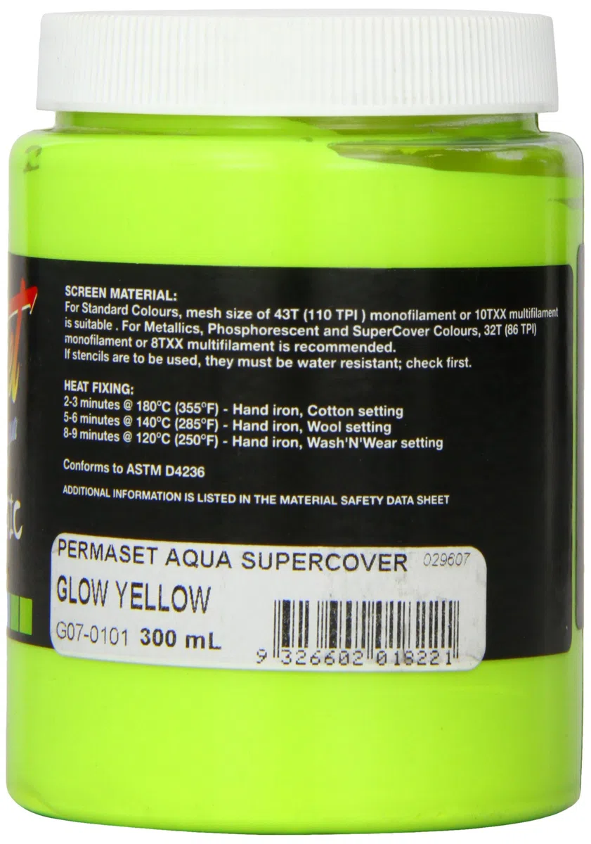Permaset Aqua Super - Tinta para serigrafía textil (300 ml, ecológico, tinta amarilla)