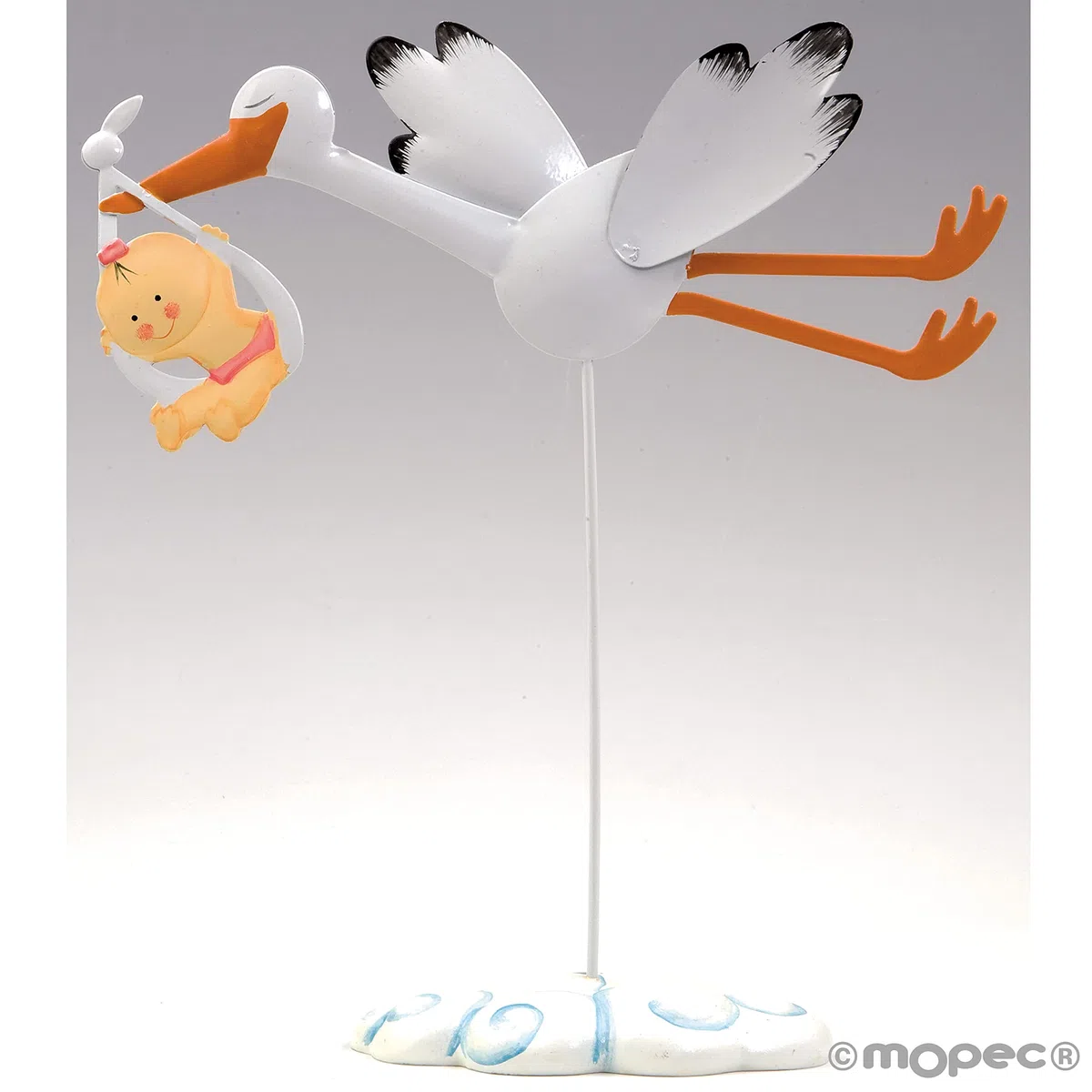 Mopec G3013.02 - Figura para Pastel de Metal con Forma de cigueña con Hatillo y Pita, Pack de 1 Unidad