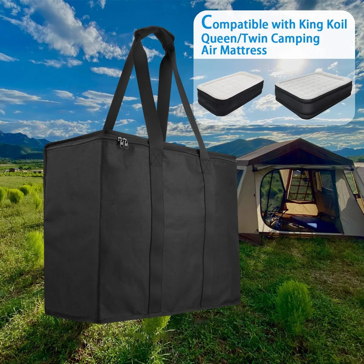 de carto de colchón inflable - Organizador de viajes duradero | Manga de nylon de servicio pesado, almacenamiento protector, compañero de compacta, impermeable para acampar, senderismo,