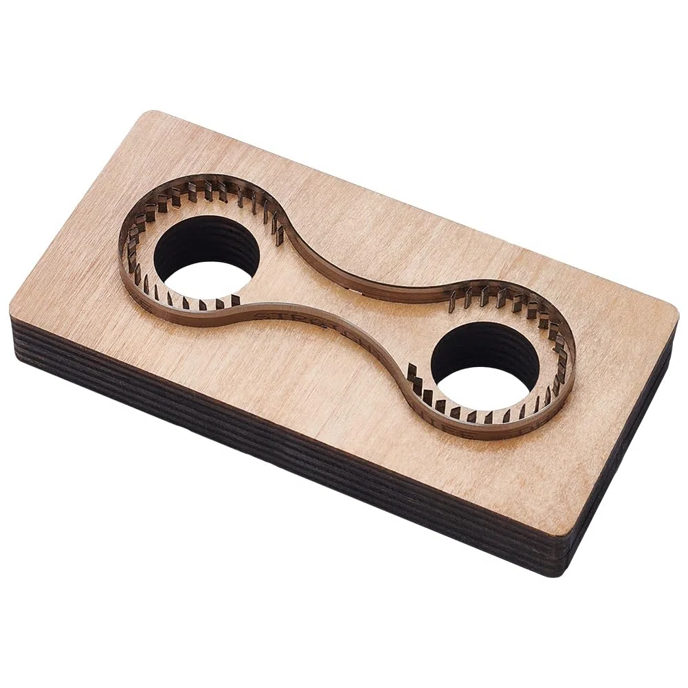UNICRAFTALE Troquel de cuero para llavero, troqueles de corte de madera para monedero, base de madera lisa, cuchillas afiladas de acero, herramienta de troquelado DIY