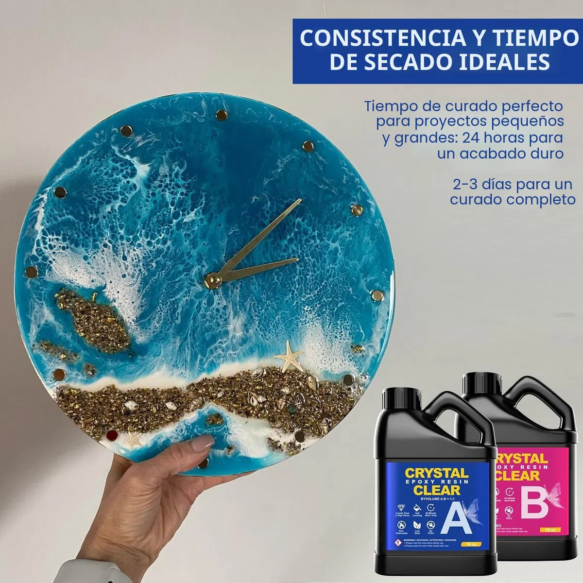 Kit Resina Epoxi Transparente, 948ml/32oz Resina Epoxi Kit, 1: 1 Relación de Resina Fundida Cristalina para Fundición y Revestimiento,DIY,Joyería,Mesa,Madera,Decoración Artesanal (32oz)