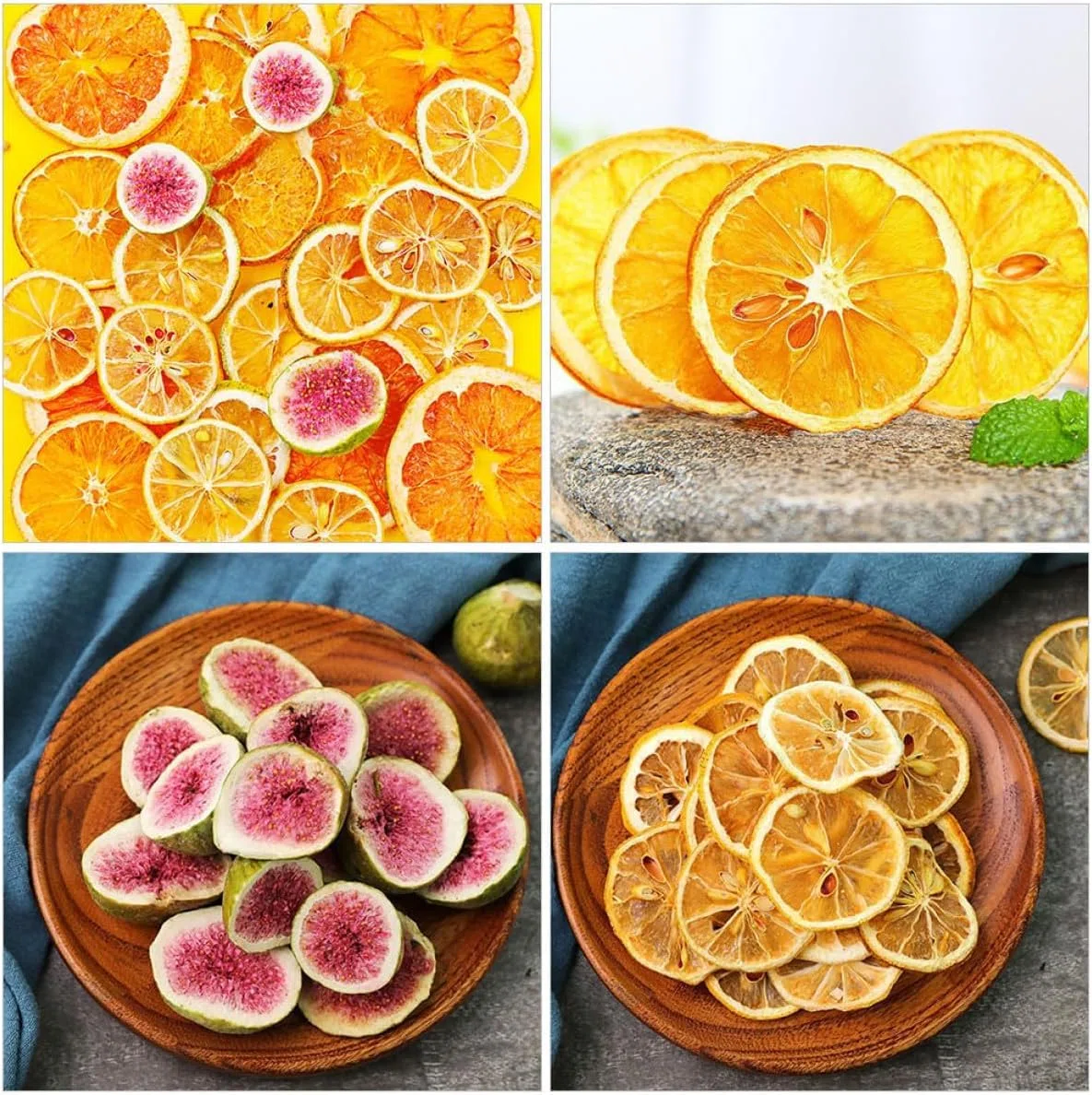 Paquete de 200 g de rodajas de higo de naranja seca, limón, pomelo para hacer coronas, suministros de decoración de pasteles, accesorios creativos para fotos y decoración de frutas de fiesta, diseño