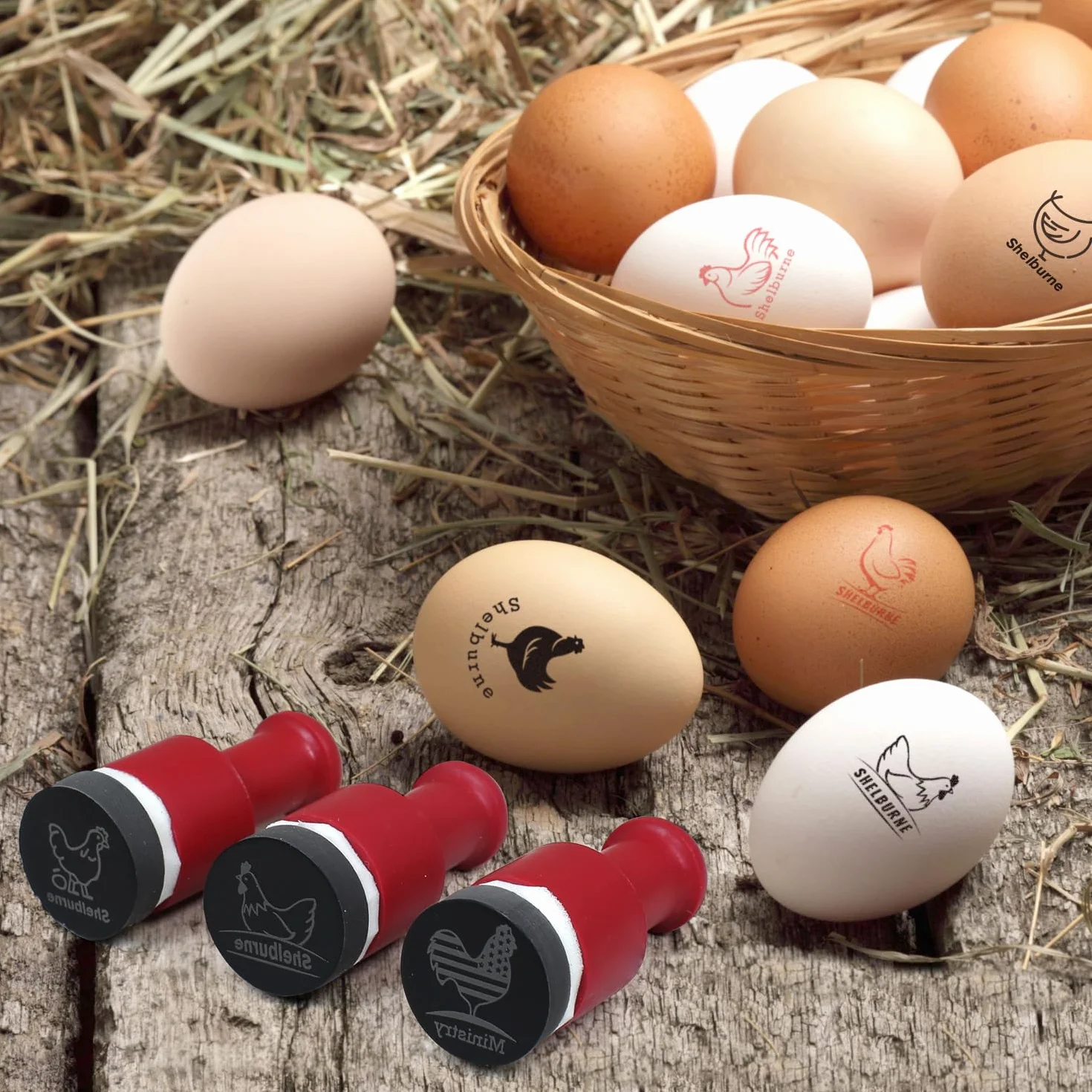 Personalizado Sello Huevos Prellenado de Tinta, Sello Autotintado a Medida para Huevos de Gallina y Pato, Tinta Prellenada de Secado Rápido Marcador 100–150 Huevos, Regalo para Criadores de Gallinas