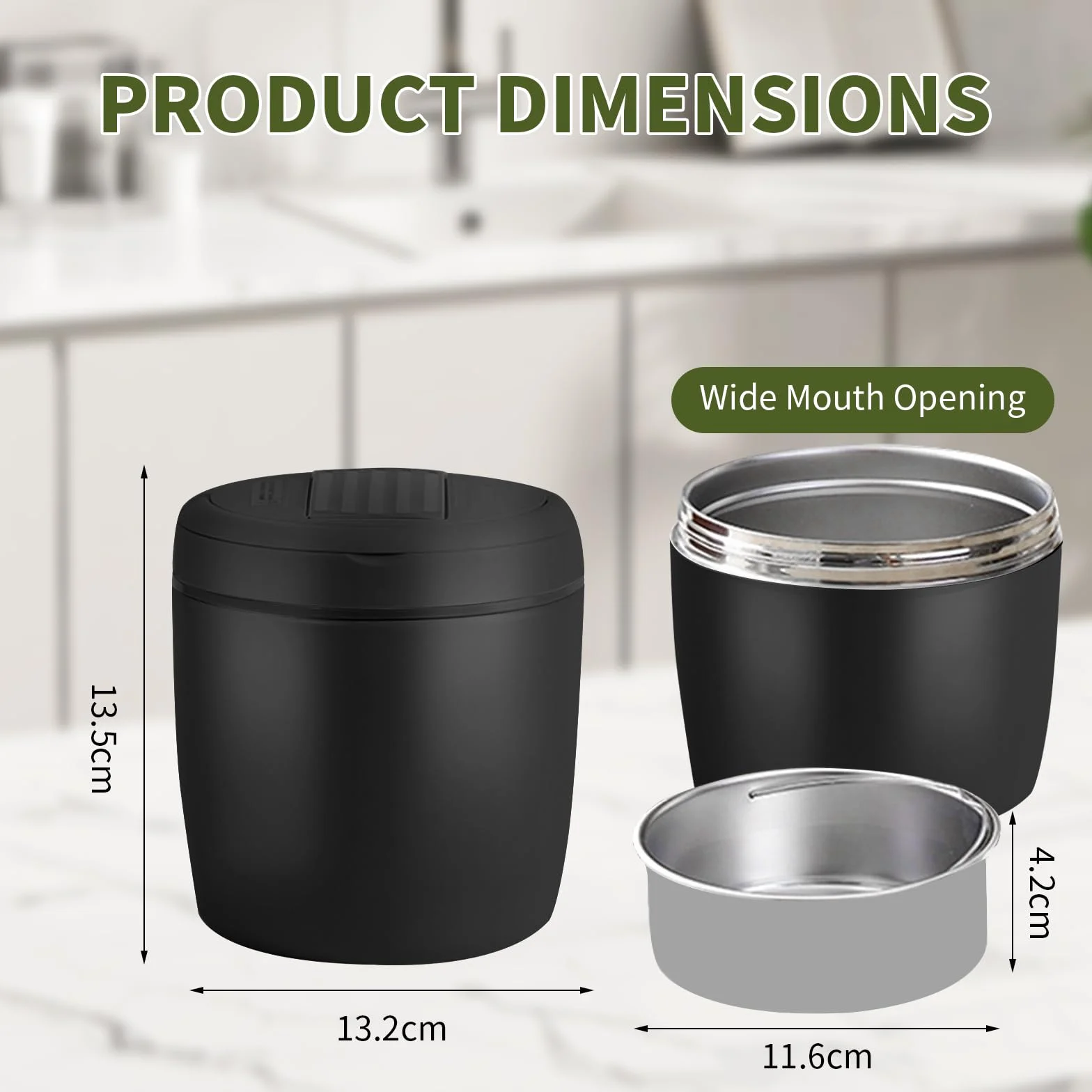 Fiambrera Térmica, para Sopas, Gachas, Almuerzos, Ideal para Adultos y Niños, Termo Comida Caliente 1200ml, Recipiente Térmico de Acero Inoxidable con Cuchara Plegable