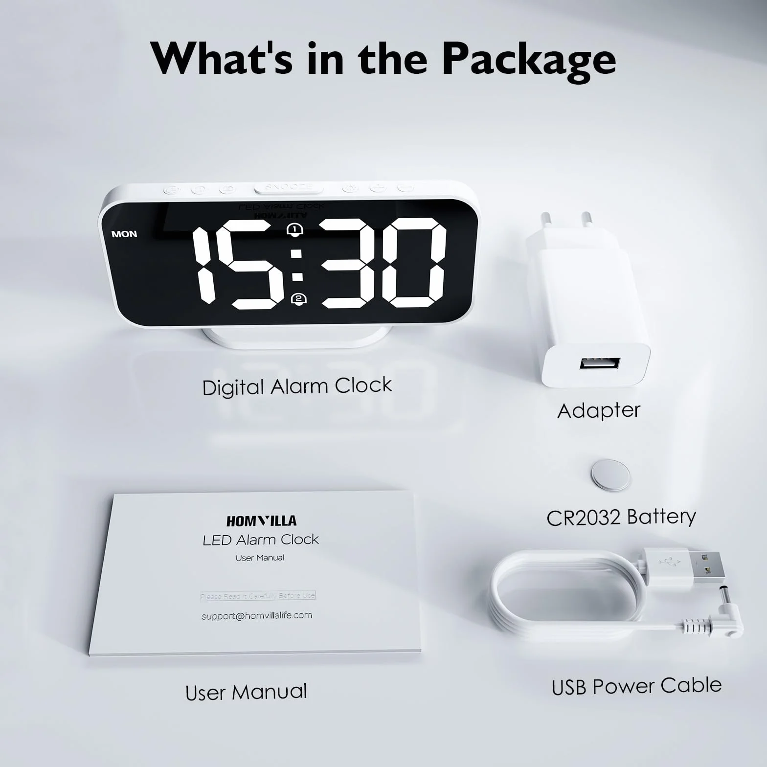 Despertador Digital Pantalla LED Espejo Clara Grande Alimentación por Cable USB Eléctrico, Reloj Despertador Digital Brillo Regulable con Snooze, 2 Puertos de Carga USB, Incluye Adaptador
