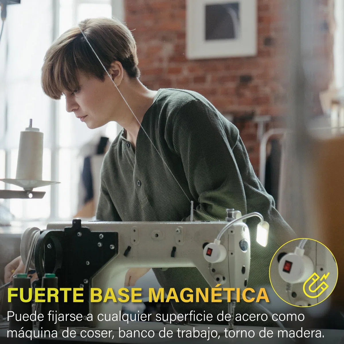 Bonlux 2-Unidades 30 LEDs 2W 180LM Lámpara Luz Fría para Máquina de Coser, con Cuello de Cisne Flexible, Base Magnética de Montaje, Luz para Trabajo Taller, Trabajos Artesanales o Manuales