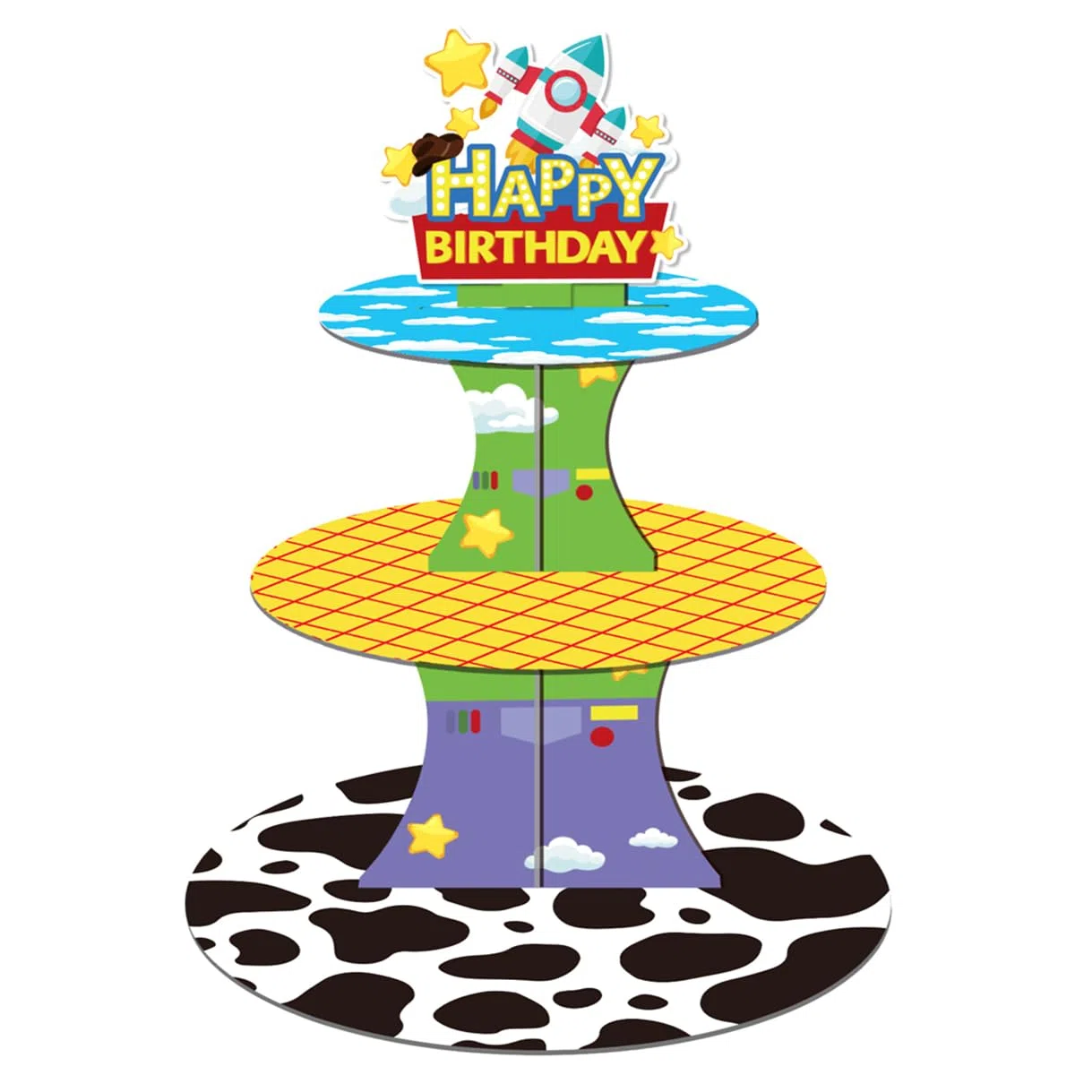 Soporte para Cupcakes de Cartoon Story, Película Animada Torre de postres de 3 Pisos, Decoración de la Tarta Tema Toy, para Decorativo de Fiestas de cumpleaños para niños y Adultos