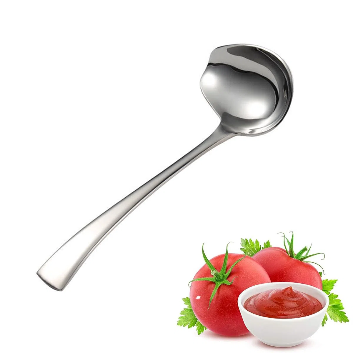 Cuchara Para Salsa De Acero Inoxidable, CucharóN Para Salsa Con Pico, Cuchara Sopera, CucharóN Para Sopa De Acero Inoxidable 304, Apto Para Lavavajillas, Cuchara Vertedora Para Salsas,Aderezos,