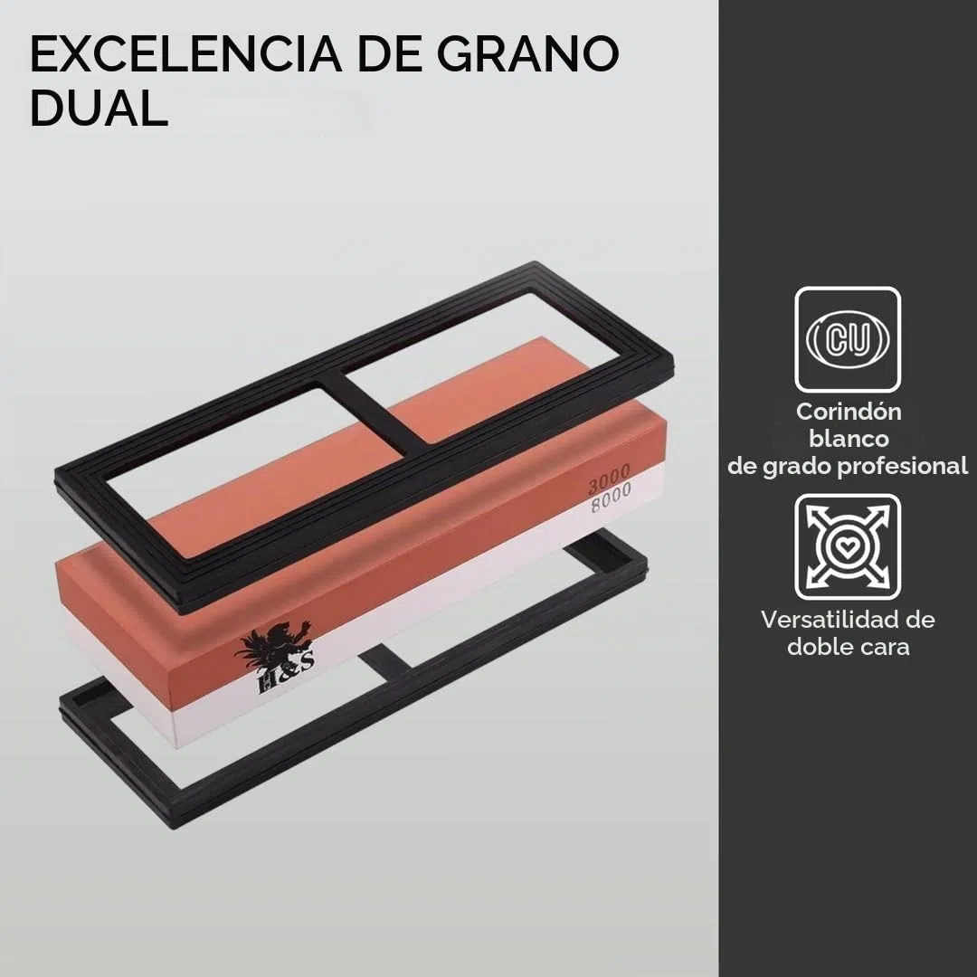 H&S. Afilador profesional de piedra de afilar con base de soporte de goma Grit 3000/8000