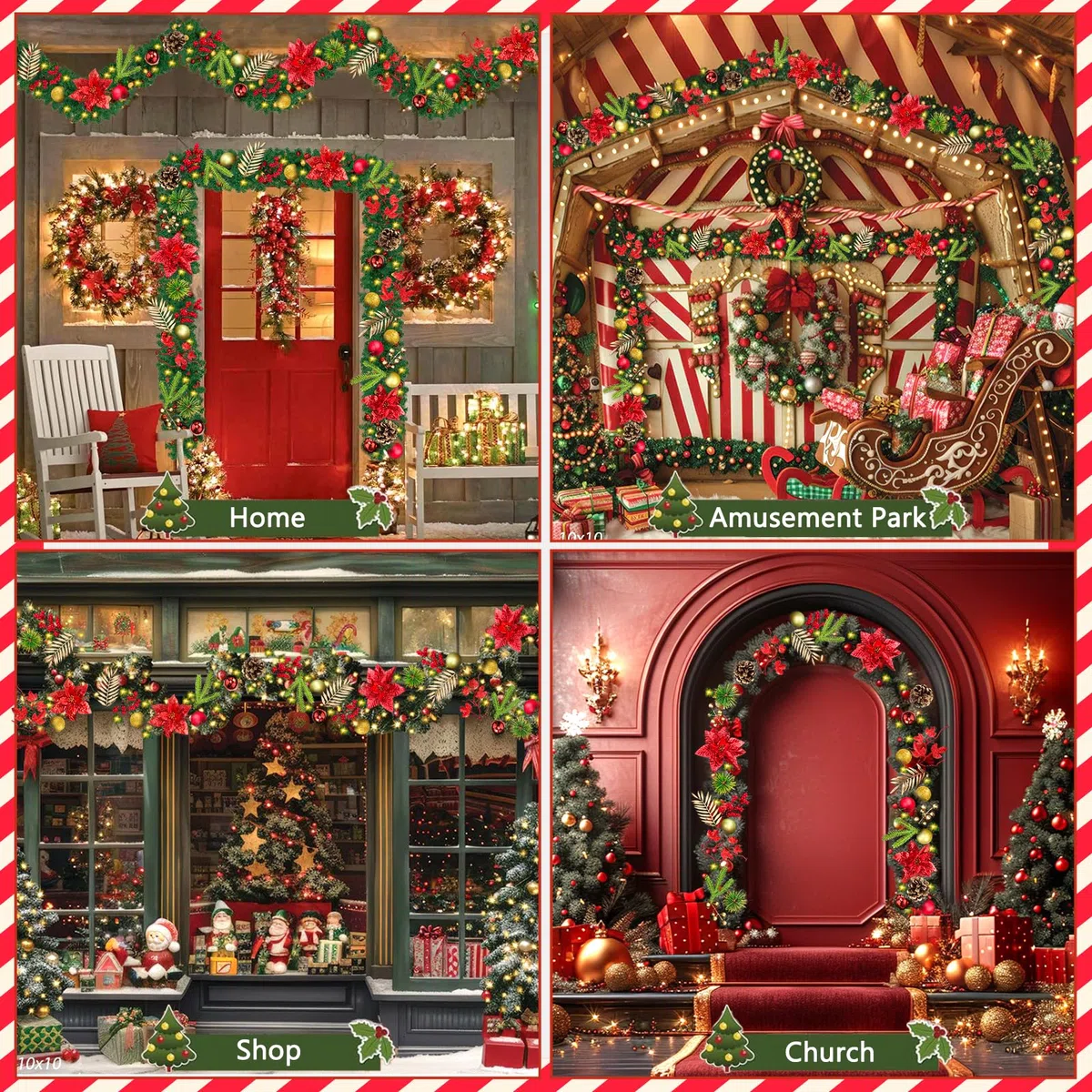 Guirnalda Navidad 270 cm con Luces - Adorno para Escaleras, Puerta, Ventana