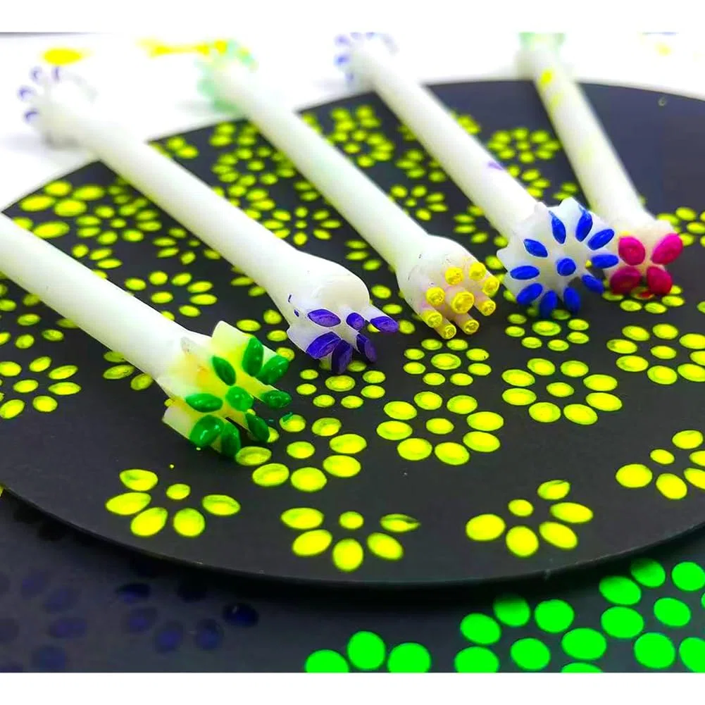 Herramientas para Pintar Pétalos de Flores por Puntos, Herramienta para Punteado de 10 Pétalos, Herramientas para Flores de Doble Cara, Sellos Florales para Hacer Tarjetas.