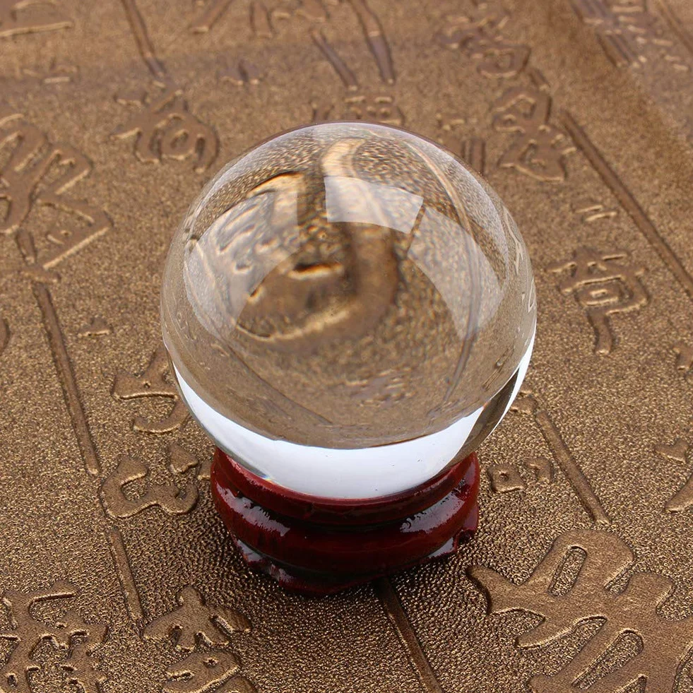 Bola de Cristal Transparente 80mm con Base, Decoración Elegante para Hogar Meditación o Fotografía Cristal Óptico