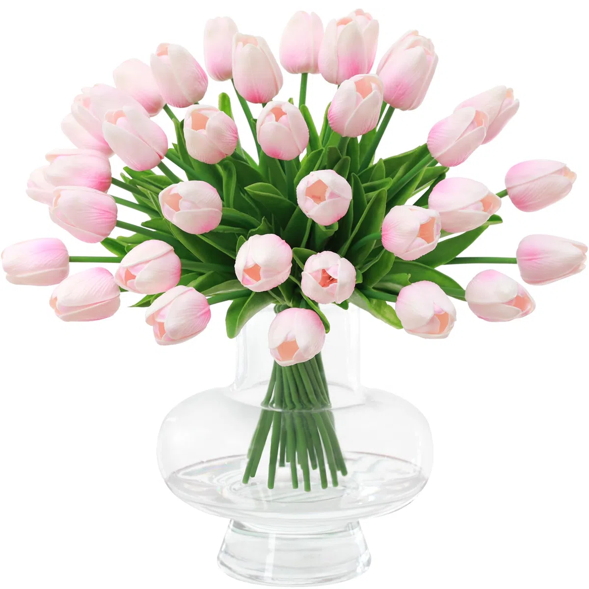 Tifuly Tulipanes Artificiales de látex, Ramos de Flores Falsos de Tulipanes realistas para el hogar, Bodas, Fiestas, decoración de oficinas, arreglos Florales (Rosa-24 Piezas, 24 Piezas)