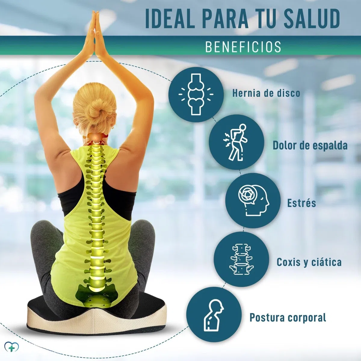 OrtoPrime Cojín Antiescaras Viscoelástico para Coxis ORTOPÉDICO Cojín Silla Oficina y Hogar - Cojines Viscoelásticos Confort Cojín para Silla de Ruedas Viscoelástico - Cojín VISCOELÁSTICO Antiescaras