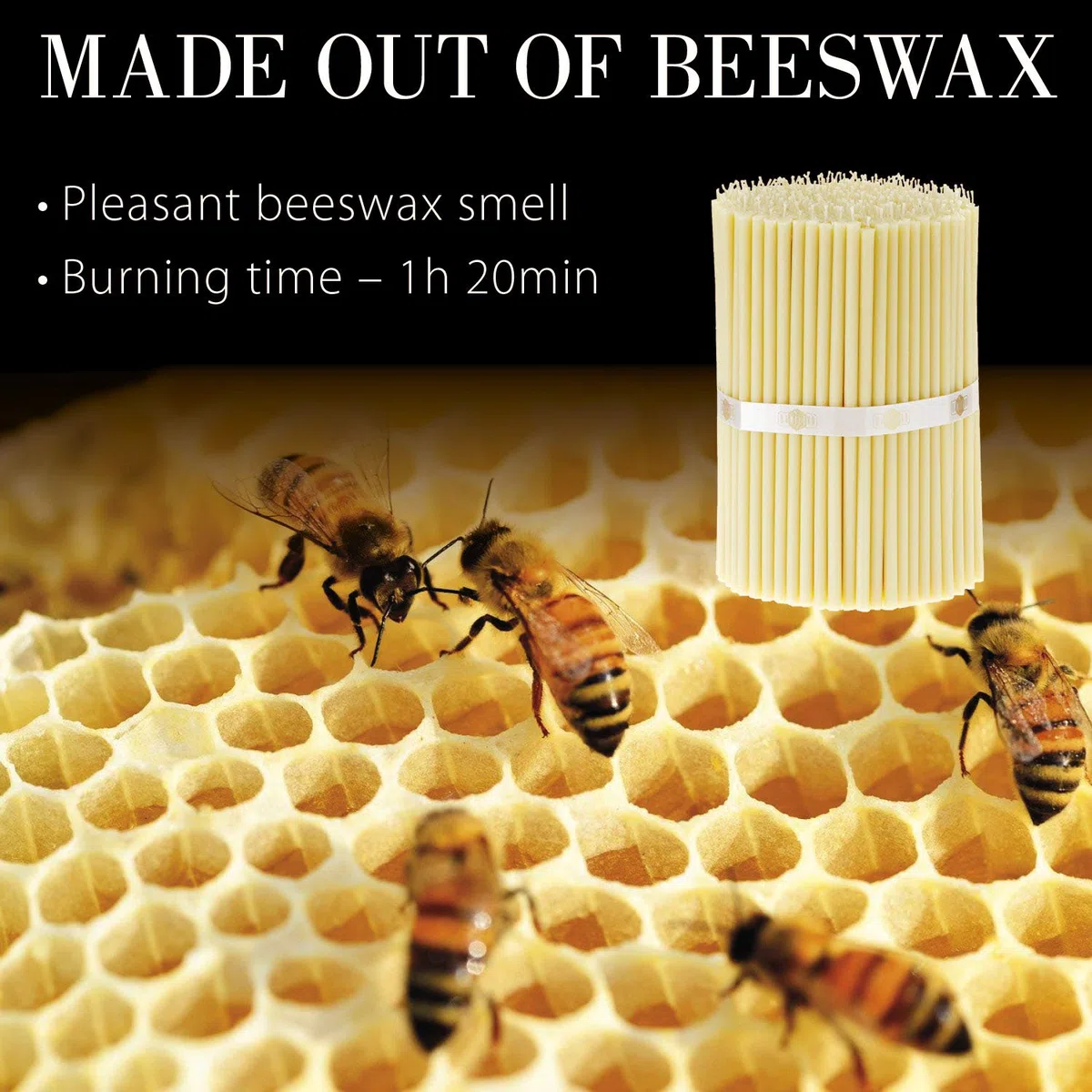 Danilovo 50 velas blancas de cera de abeja – Velas ortopédicas para oración, rituales, decoración de mesa de boda – no tóxicas, sin hollín – antigoteo, N60, altura: 19,5 cm, diámetro: 7 mm