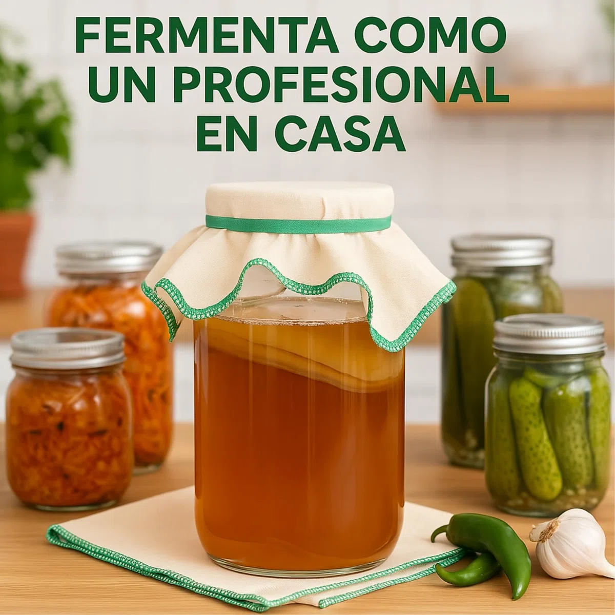 myFERMENTS - Tarros Grandes de Cristal con Tapa | Botes de Boca Ancha de 2L | Incluye 2 Muselinas de Algodón y 2 Gomas | Ideal para Kombucha, Kefir y Conservas | Incoloro, Vidrio