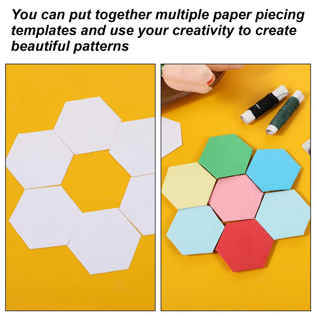 300 piezas de papel para acolchar, plantillas hexagonales de 2,5 cm, costura, patchwork, manualidades, bricolaje