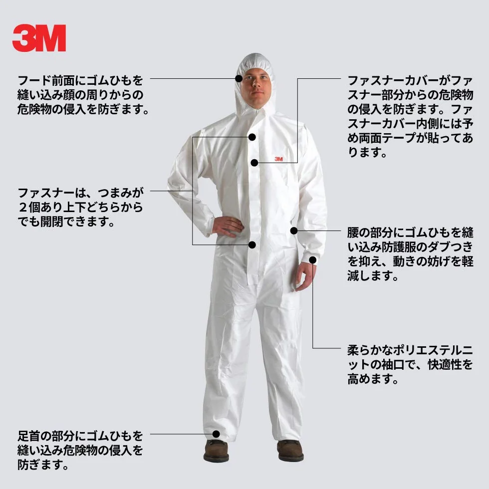 3M P4520XL - 4520 prenda protección, blanco+verde tipo 5/6, talla xl