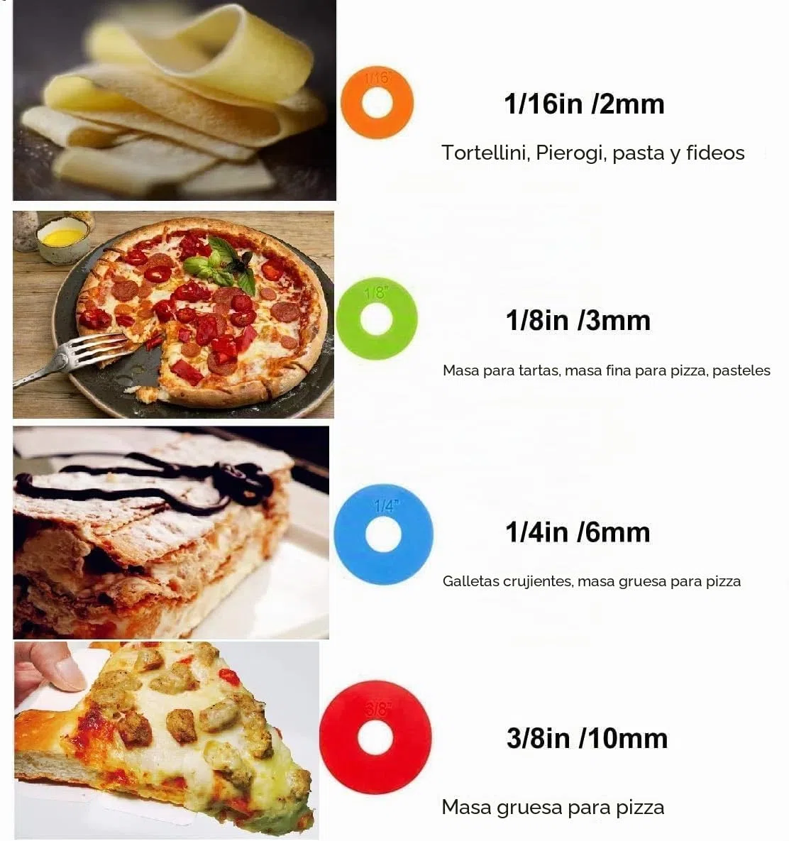Rodillo - Rodillo Antiadherente de Acero Inoxidable de 17 '' con Anillos de Grosor Ajustable para Hornear Galletas Chapati Fondant Dough Pastry Pizza Pie Crust