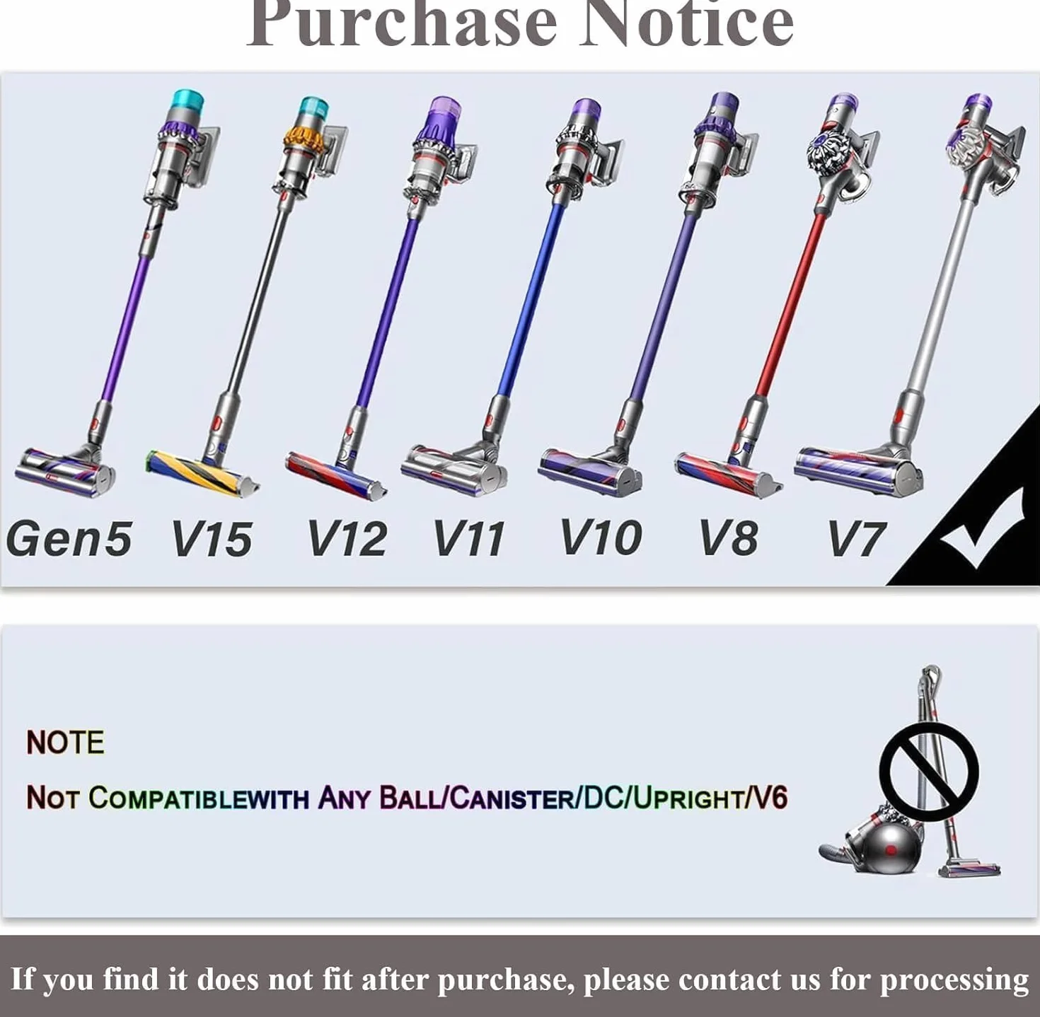 Conjunto de 6 piezas de Accesorios Aspiradora para Dyson Gen5 V7 V8 V10 V11 V12 V15 SV10 SV11, Repuestos Recambios para Dyson, que Incluye 3 Cepillos y 2 Boquillas y 1 Manguera de Extensión Flexible