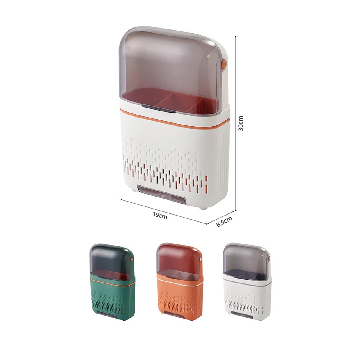 Nikou Escurridorde Cubiertos, Estante Colgante, Soporte para Palillos, escurridor compartimentado con Tapa para Cocina(Blanco)