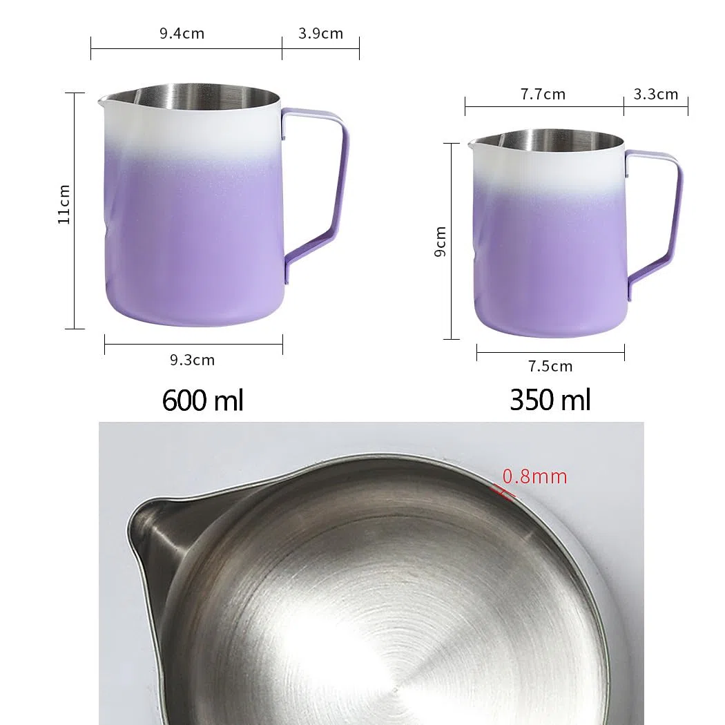 Jarra de acero inoxidable para cocinar al vapor, jarra de espuma para café, leche, jarra de vapor para café, jarra de vapor de café, morado, 20 onzas (600 ml)