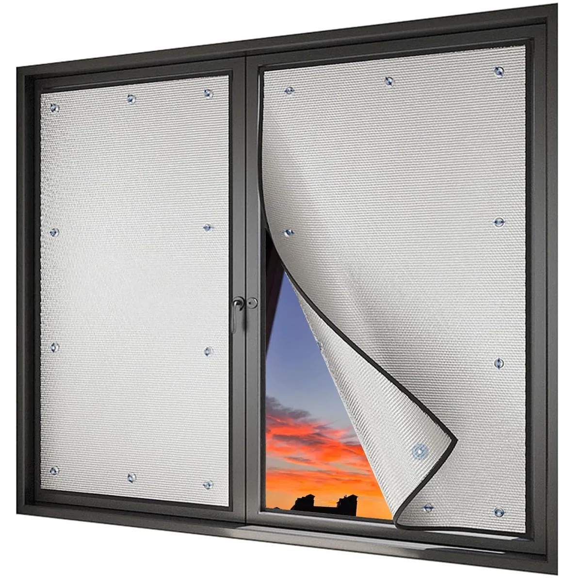 Película for Ventanas con protección Solar, Reflectante y térmica, lámina de Aluminio de 8 mm con Aislamiento térmico, Tinte Opaco Anti-UV y ventosas(80 x 130cm)